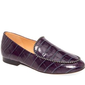 COACH croc embossed blue leather flats size 7.5